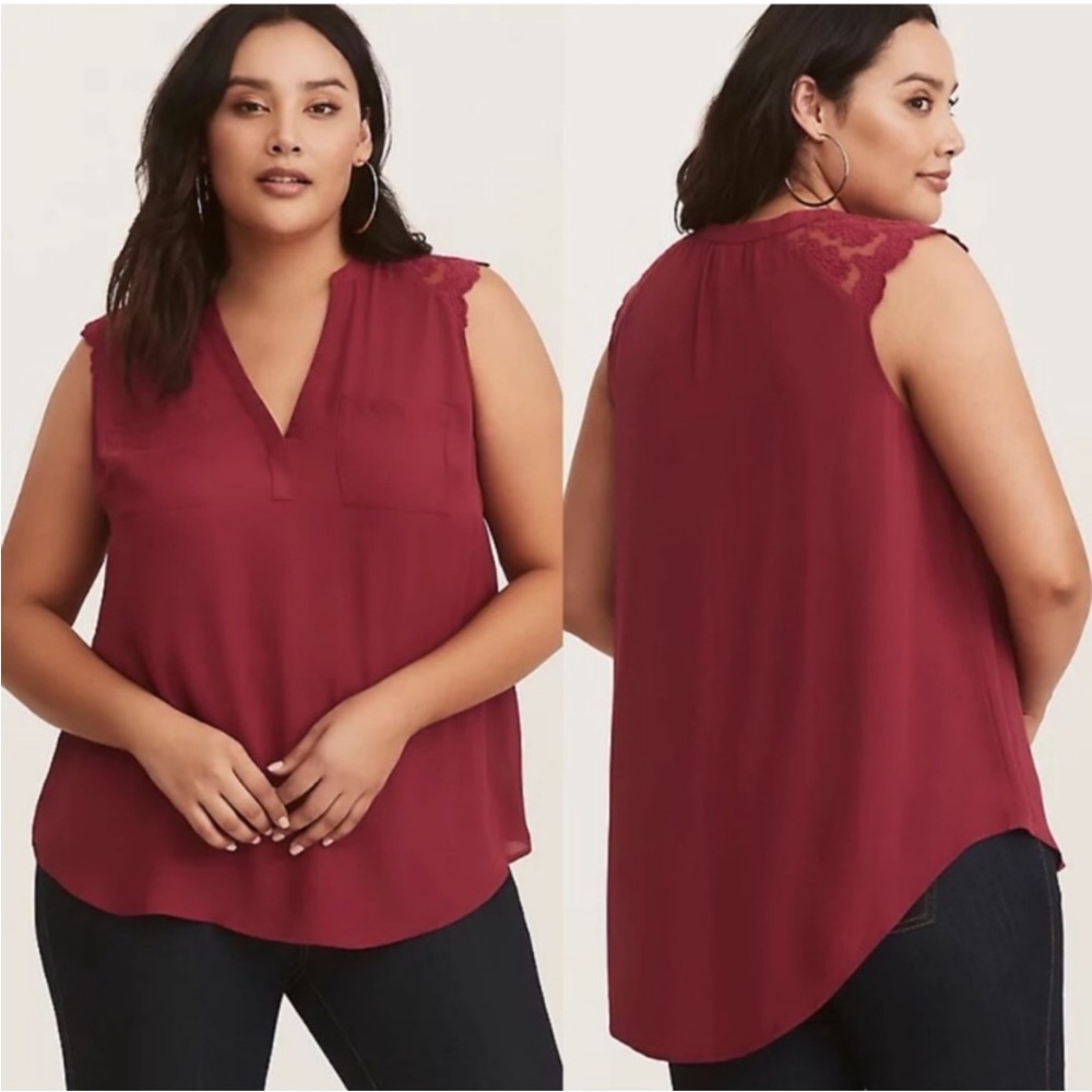 Torrid Maroon Sleeveless High Low Blouse Size M/L (00)